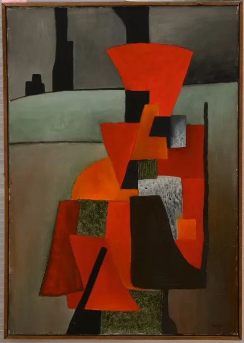 Lajos Kassák: Kompozícia, 1958, Galéria umenia Ernesta Zmetáka v Nových Zámkoch
