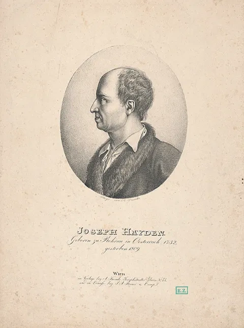 Adolf Friedrich Kunike: Joseph Haydn, okolo 1820, Galéria umenia Ernesta Zmetáka, Nové Zámky
