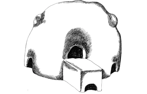 Poľná hrnčiarska pec s uzatvorenou vrchnou časťou