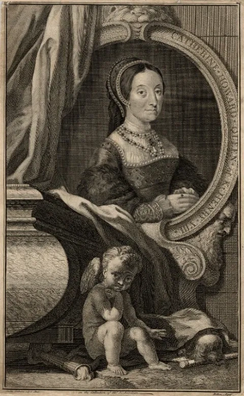 Jacobus Houbraken podľa Hansa Holbeina ml.: Katarína Howardová, 1747 – 52, National Portrait Gallery, Londýn
