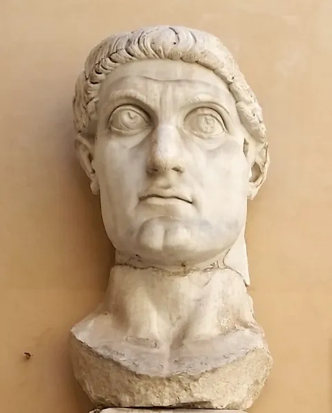 Fragment hlavy z kolosálnej sochy Konštantína I. Veľkého, 4. storočie, Kapitolské múzeá, Rím