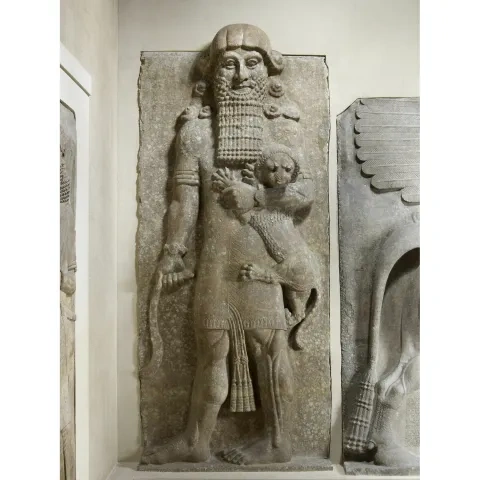 Gilgameš, reliéf z paláca Sargona II. v Chorsábáde, 8. stor. pred n. l., dnes Louvre, Paríž
