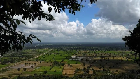 Vidiecka krajina v západnej časti Kambodže, provincia Battambang