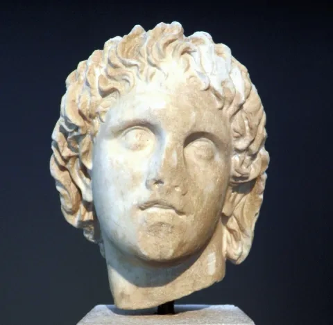 Sochársky portrét Alexandra III. Veľkého, neskorohelenistické obdobie, Múzeum v Pelle
