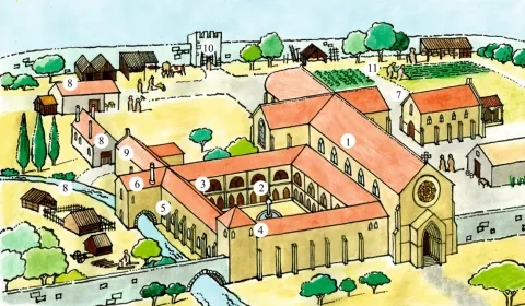Rekonštrukcia typického stredovekého kláštora