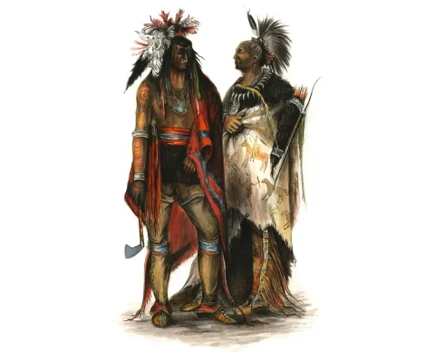 Irokézski bojovníci (Seneka a Kayuga) v tradičnom odeve