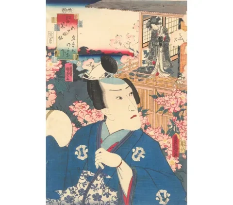 Utagawa Kunisada: Sliedenie po dáme na terase III.