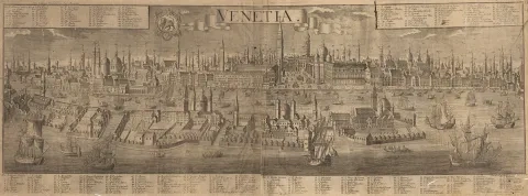 Benátky, mediryt J. F. Probsta podľa kresby F. B. Wernera, 1730 – 31