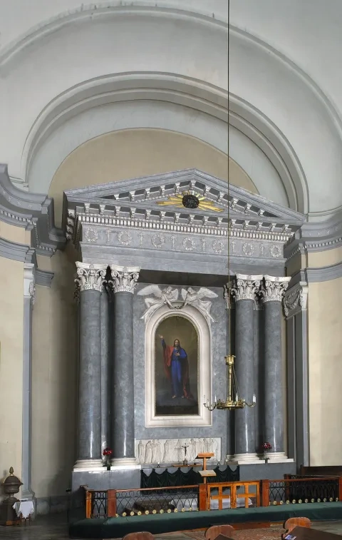 Oltár s obrazom Kristus Spasiteľ, okolo 1832, evanjelický kostol v Tisovci