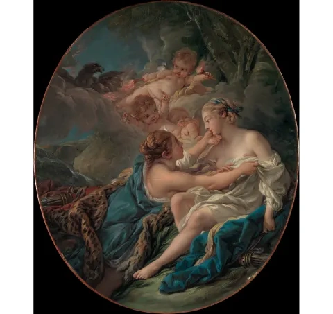 François Boucher: Jupiter v prestrojení za Dianu a Kallistó, olej na plátne, 1763, Metropolitné múzeum umenia, New York
