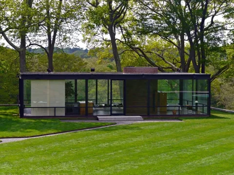 Philip Cortelyou Johnson: Sklený dom, 1949, New Canaan