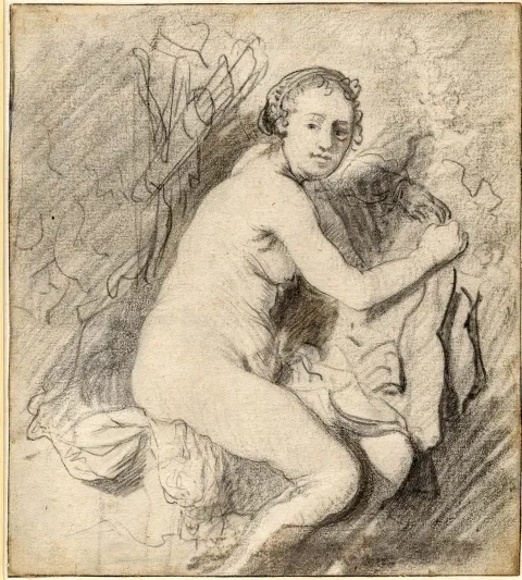 Rembrandt: Sediaci ženský akt