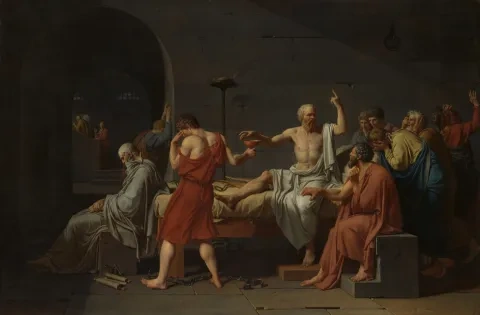 Jacques Louis David: Smrť Sokrata, 1787, Metropolitné múzeum umenia, New York