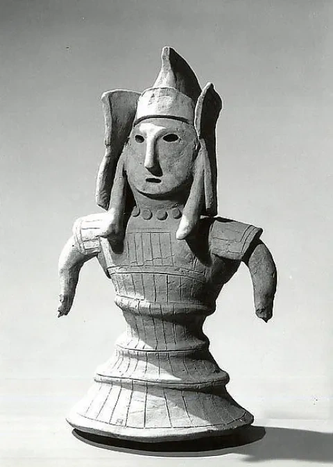 Haniwa, postava bojovníka, 6. stor., terakota, Metropolitné múzeum umenia, New York
