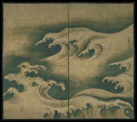 Ogata Kórin: Surové vlny, okolo 1704 – 09, Metropolitné múzeum umenia, New York