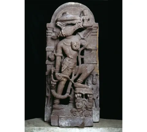 Avatára Višnua do podoby diviaka Várahua, kt. zdvíha bohyňu zeme Bhudévi, India, 11. stor., Art Institute of Chicago