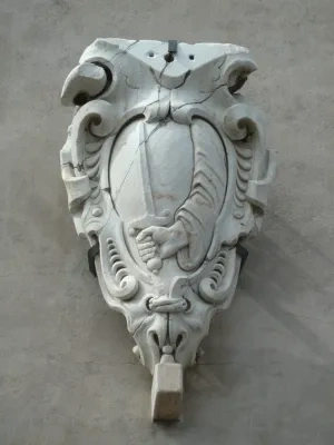 Kartuša s atribútom sv. Pavla, 17. stor., Bazilika sv. Pavla za hradbami, Rím&nbsp;
