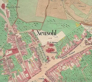 Katastrálna mapa Banskej Bystrice z pol. 19. stor., detail
