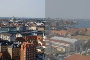 Vyšší kontrast (ľavá strana), nižší kontrast (pravá strana).