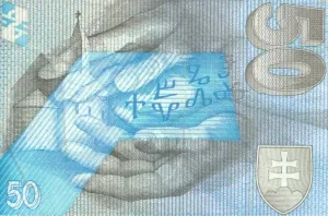 Znaky hlaholiky na slovenskej päťdesiatkorunovej bankovke