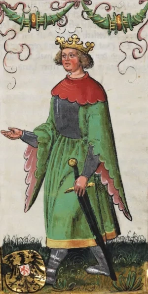 Konrád IV., iluminácia z knihy Weingartner Stifterbüchlein, 1510