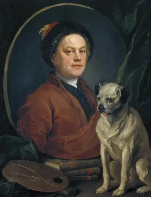 William Hogarth: Autoportrét s mopslíkom,1745, Tate Gallery, Londýn