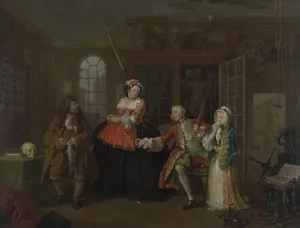William Hogarth: Inšpekcia z cyklu Svadba podľa módy, 1743, Národná galéria, Londýn